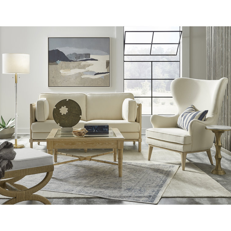 Modern Square Clear Glass Top Coffee Table with White Wood Base