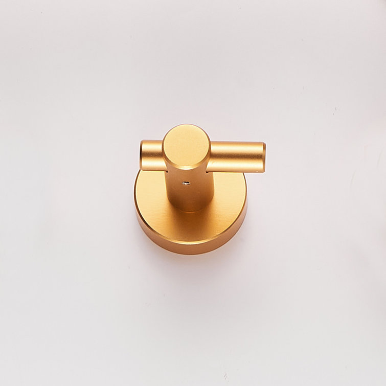 Brushed Gold Aluminum J-Hook Wall Mounted Robe/Towel Hook Set