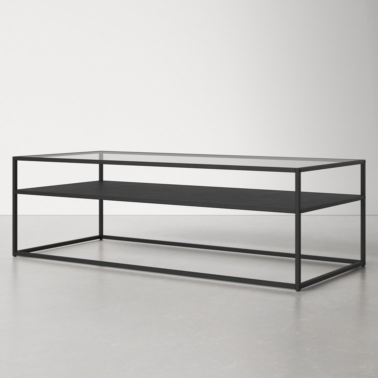 Ada 54'' Wide Blackened Bronze Rectangular Metal & Glass Coffee Table