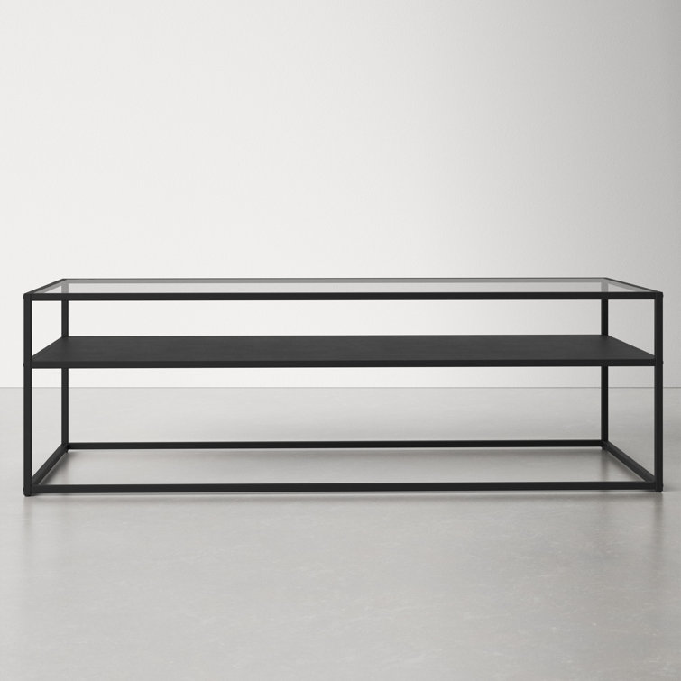Ada 54'' Wide Blackened Bronze Rectangular Metal & Glass Coffee Table