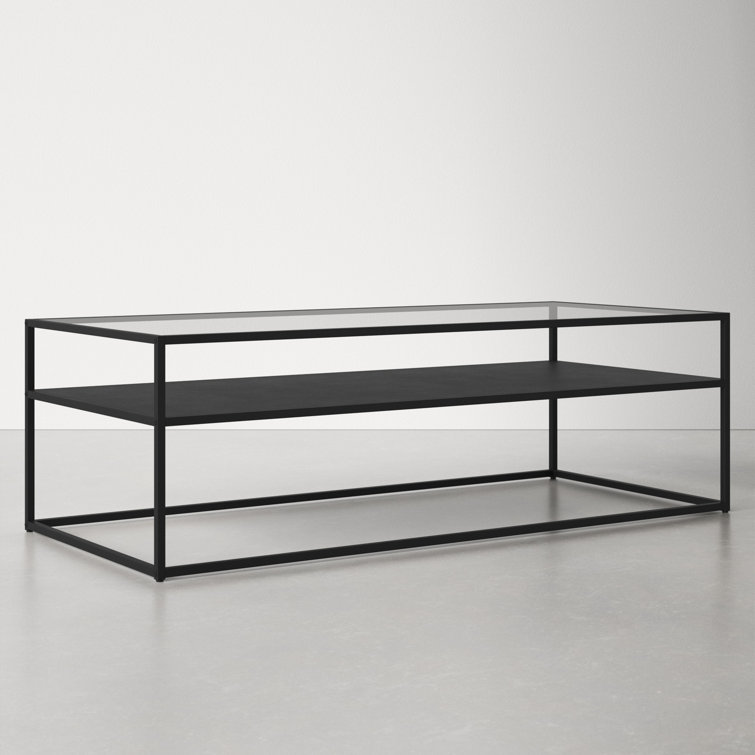 Ada 54'' Wide Blackened Bronze Rectangular Metal & Glass Coffee Table
