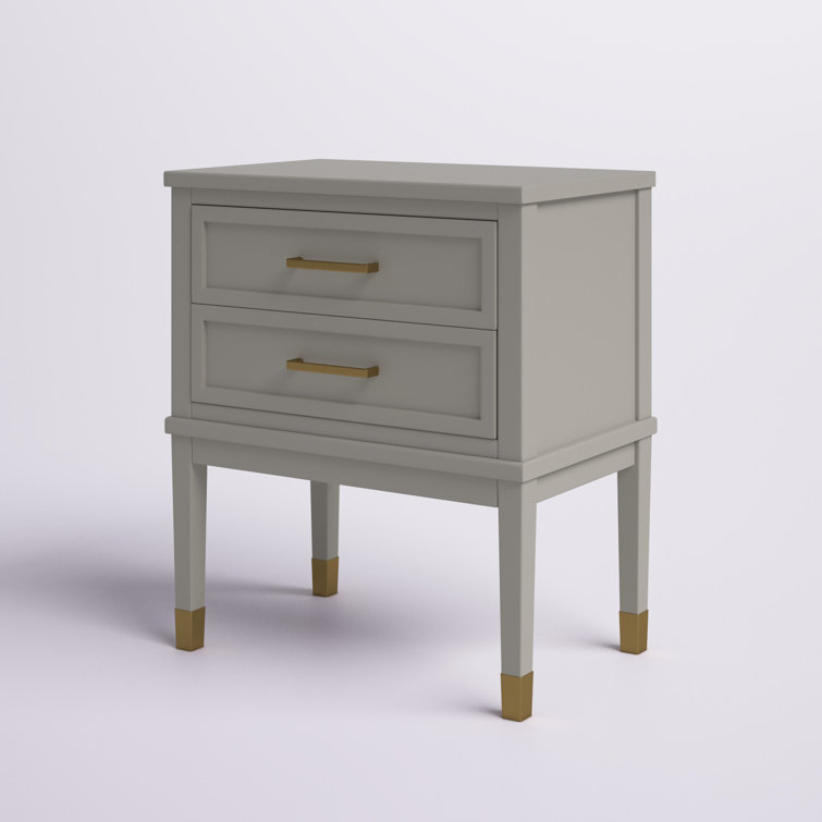 Modern Gray Rectangular Side Table with USB Port and Storage