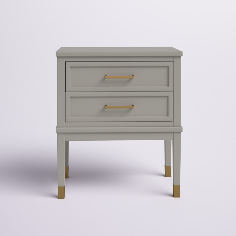 Modern Gray Rectangular Side Table with USB Port and Storage