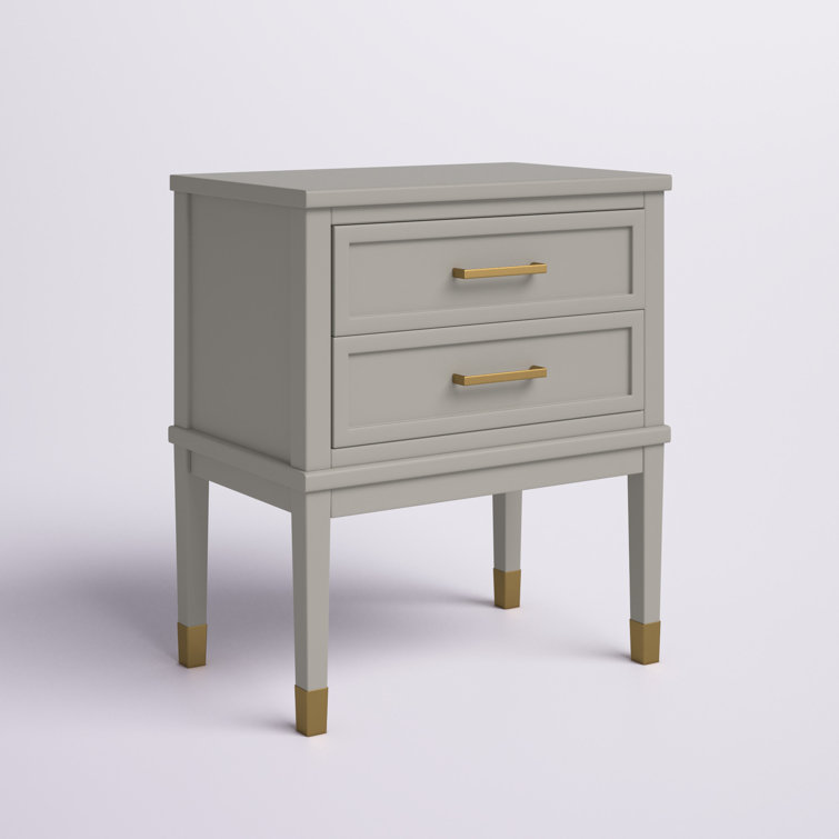 Modern Gray Rectangular Side Table with USB Port and Storage