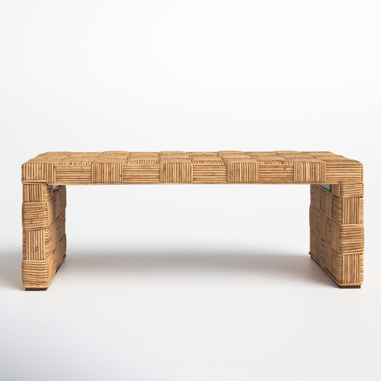 Honey Natural Rectangular Rattan Coffee Table with Storage