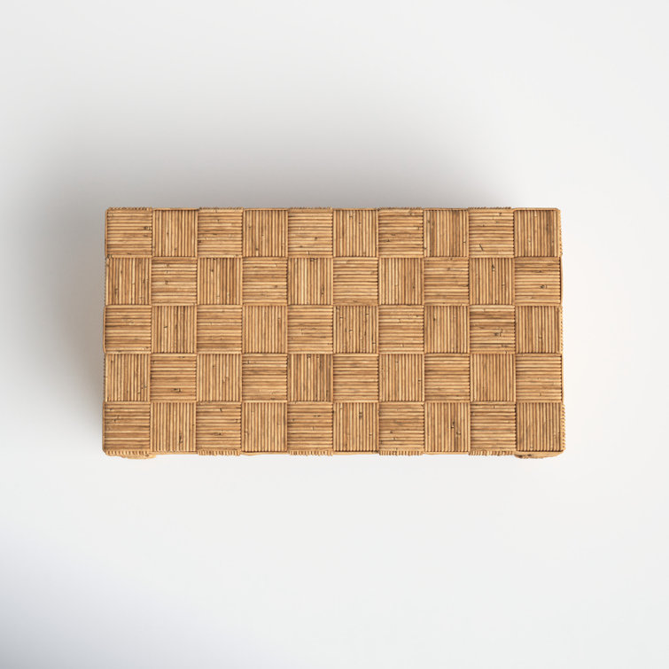 Honey Natural Rectangular Rattan Coffee Table with Storage