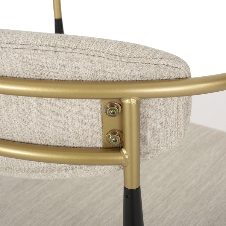 Beige and Black Upholstered Iron 25'' Counter Stools, Set of 2