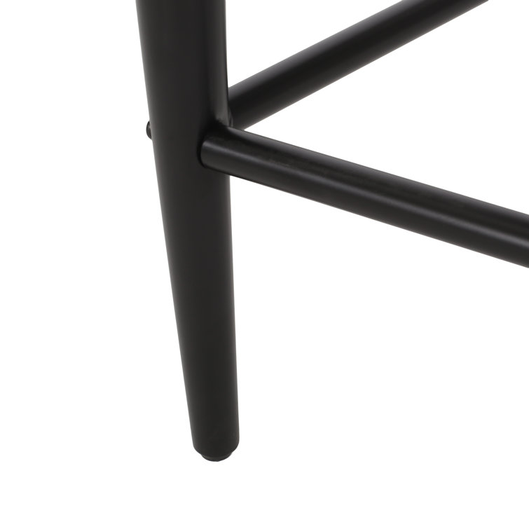 Beige and Black Upholstered Iron 25'' Counter Stools, Set of 2