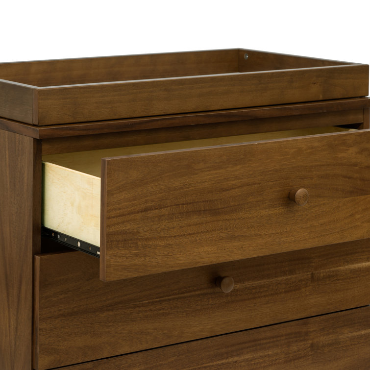 Gelato Natural Walnut 3-Drawer Dresser with Gold Accents