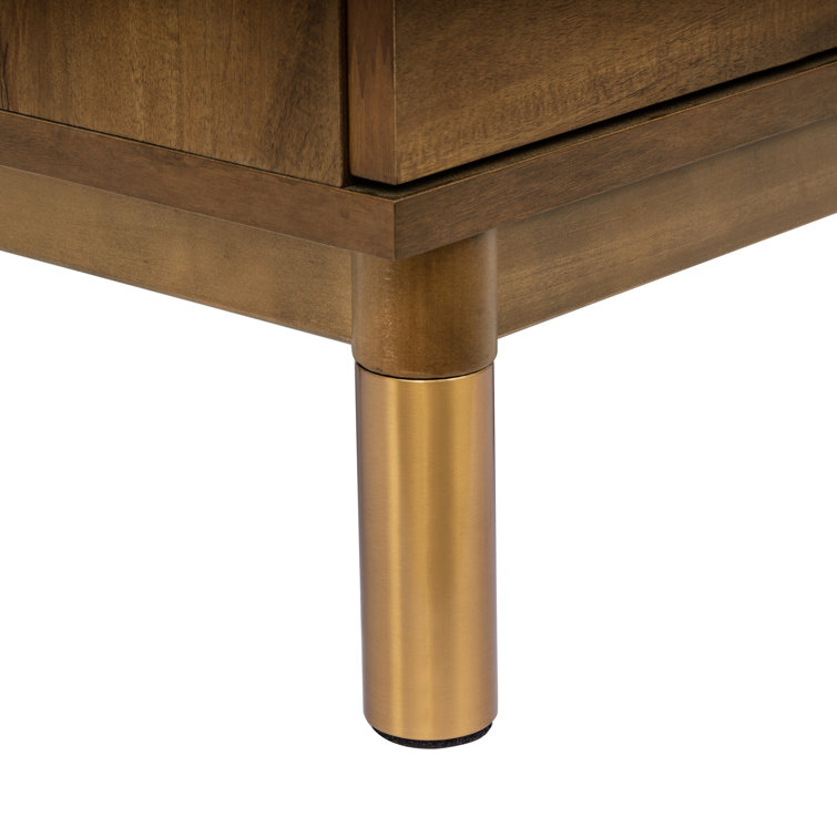 Gelato Natural Walnut 3-Drawer Dresser with Gold Accents