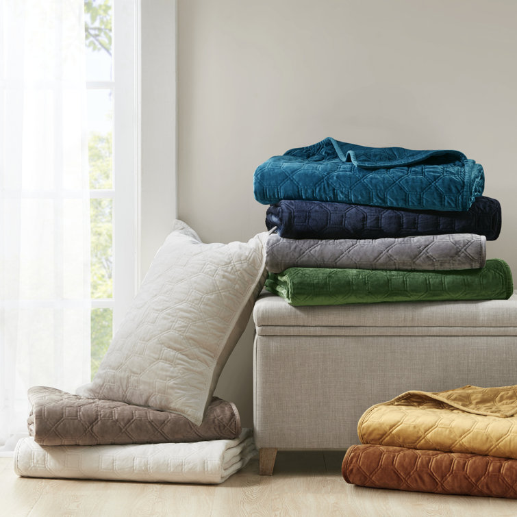 Rust Velvet Reversible Full Quilt Set with Shams