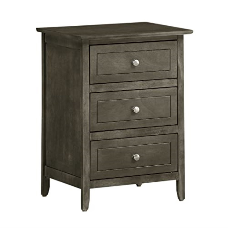Gray Particle Board 3-Drawer Nightstand for Bedroom