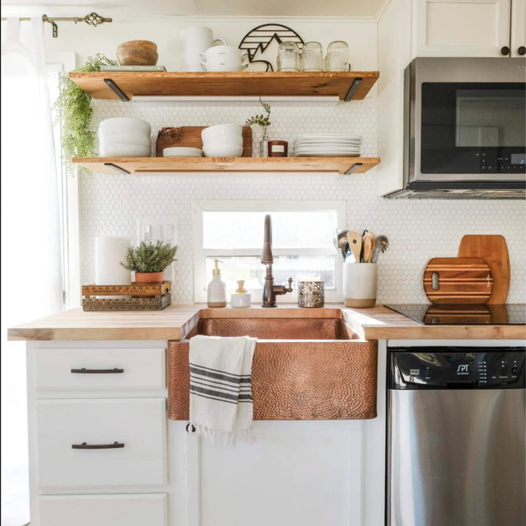 Lange Copper 25" Single Bowl Farmhouse Apron Front Sink