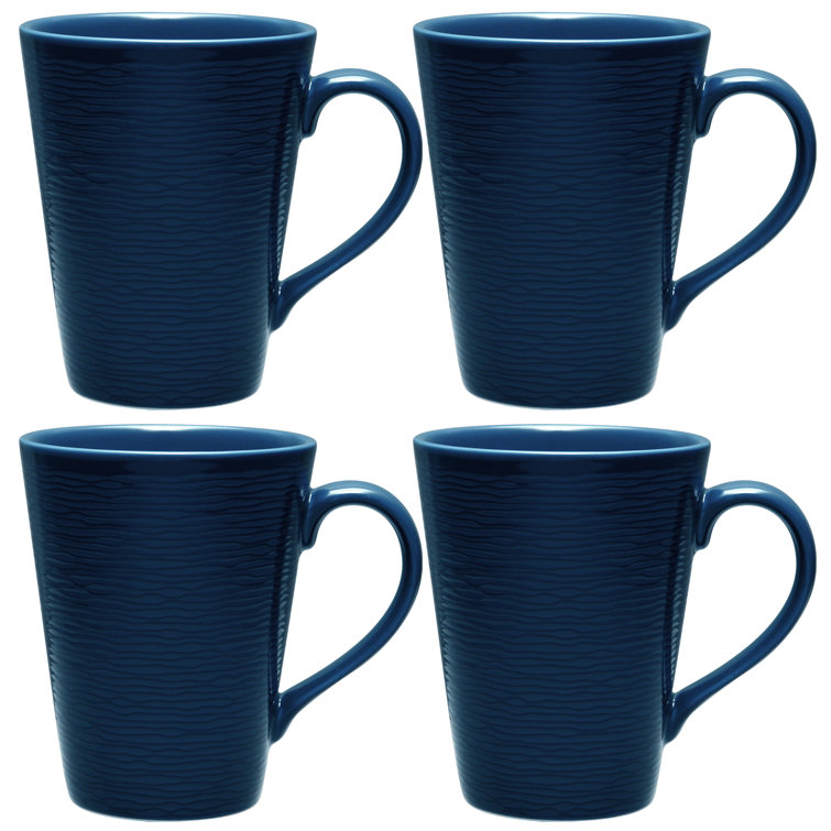 Navy Ceramic Textured Accent Mug Set, 12 Oz