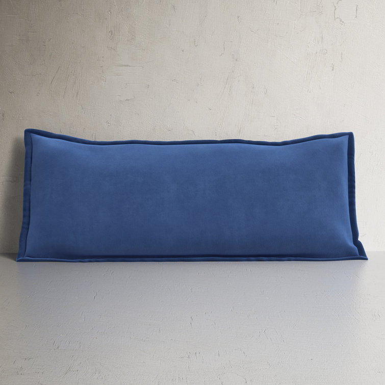 Light Beige Cotton Lumbar Throw Pillow with Flanged Sides