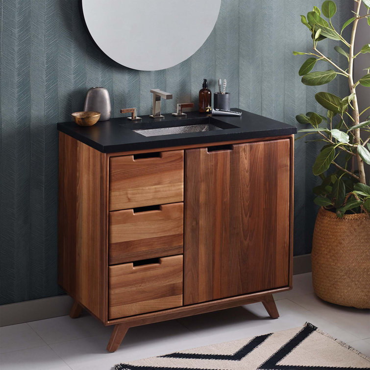 Topanga 36" Walnut Single Freestanding Vanity Base with Storage