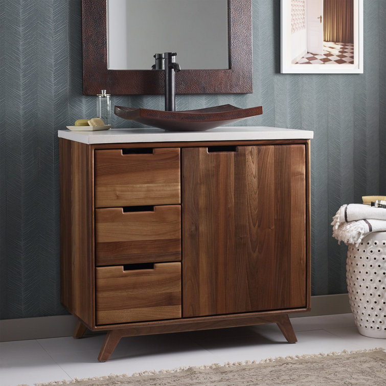 Topanga 36" Walnut Single Freestanding Vanity Base with Storage
