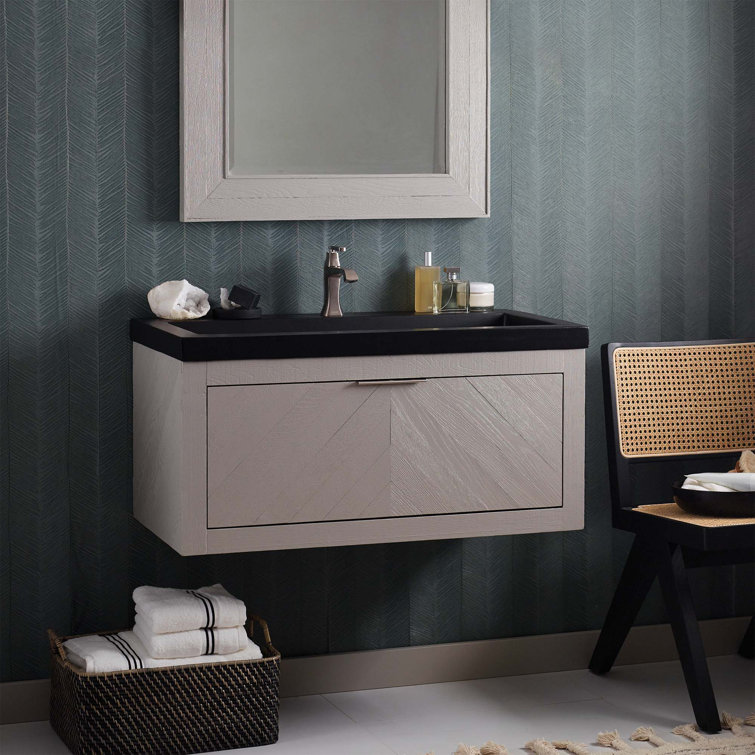 Vintner Grigio 35.5" Artisan-Crafted Oak Floating Vanity Base