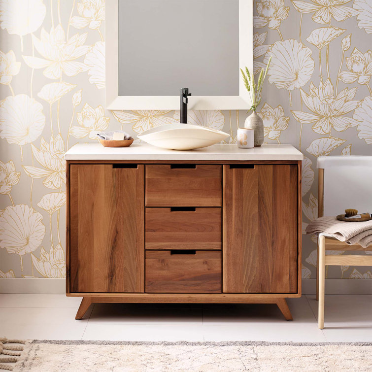 Topanga 48" Walnut Solid Wood Freestanding Bathroom Vanity