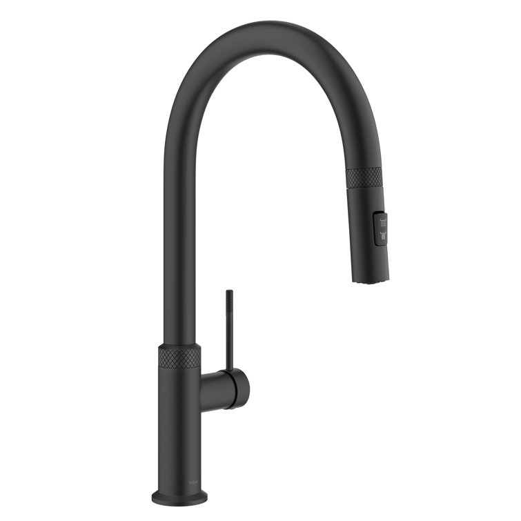 Matte Black High-Arc Single Handle Kitchen Faucet with Pull-out Spray