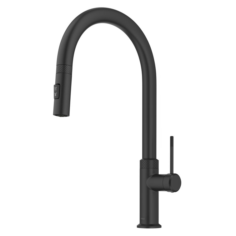 Matte Black High-Arc Single Handle Kitchen Faucet with Pull-out Spray
