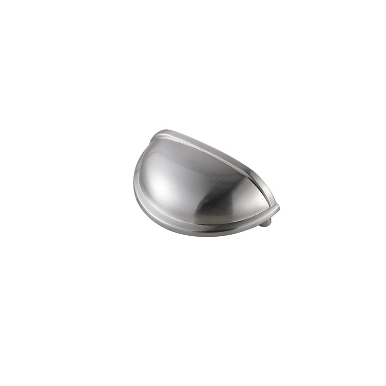 Brushed Nickel Modern Cup Pulls with Mounting Hardware