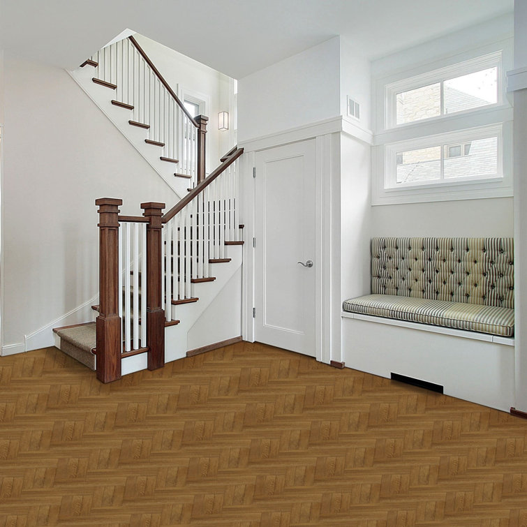 Blonde Herringbone Self-Adhesive Vinyl Floor Tiles, 12" x 12"