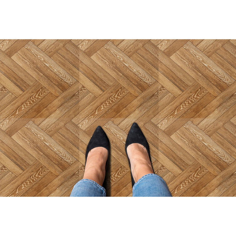Blonde Herringbone Self-Adhesive Vinyl Floor Tiles, 12" x 12"