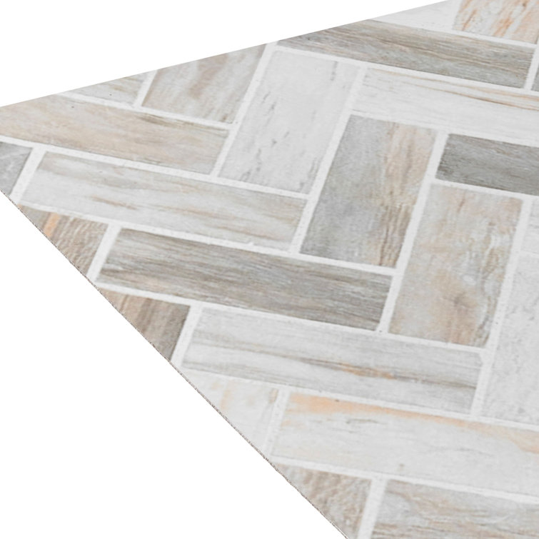 Stone Herringbone Medium Vinyl Peel and Stick Floor Tiles