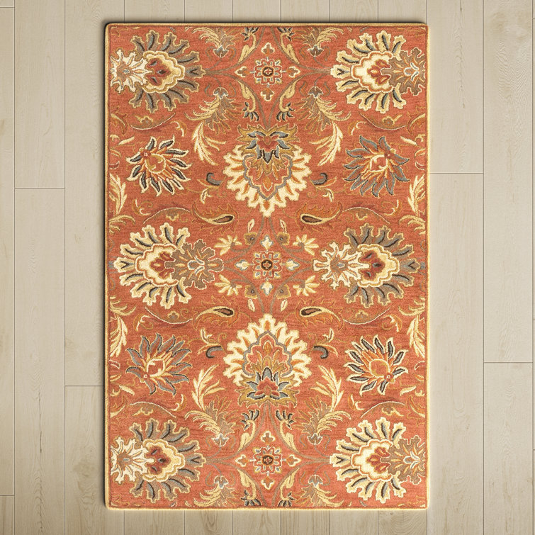 Handmade Tufted Wool Rectangular Rug 4' x 6' in Red