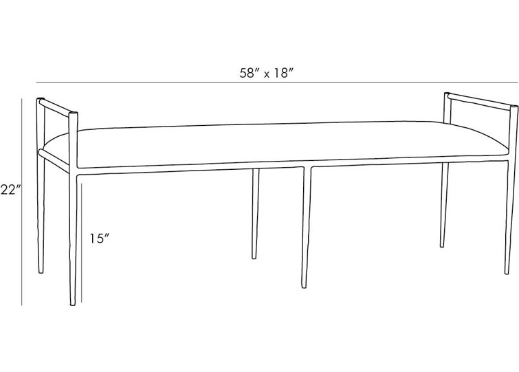 Natural Oatmeal Linen and Iron Upholstered Bench