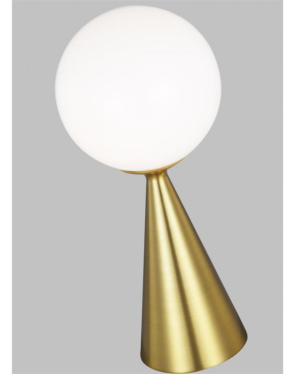 Burnished Brass and Milk Glass Modern Table Lamp