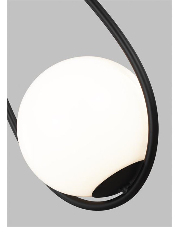 Midnight Black and White Glass Globe Pendant Light