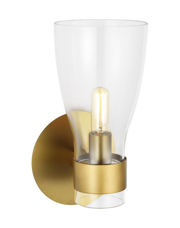 Burnished Brass Clear Glass Wall Sconce Light