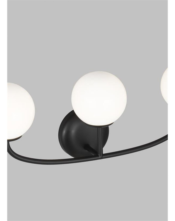 Midnight Black 3-Light Vanity with Milk White Glass Shades