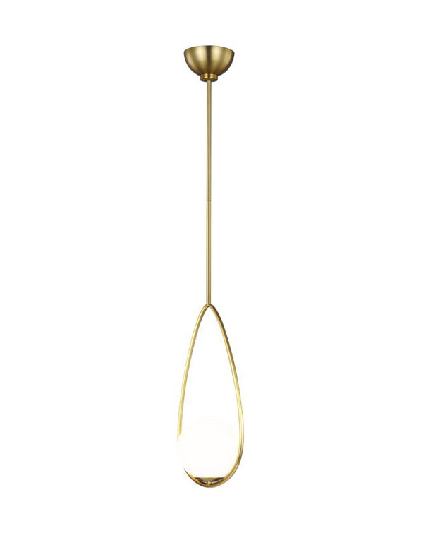 Burnished Brass 9.5" Teardrop Pendant Light with Glass Globe