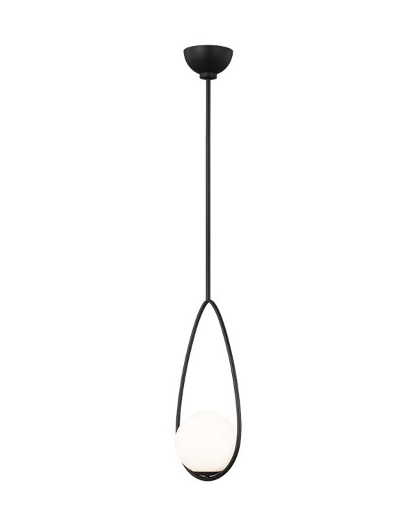Midnight Black and White Glass Globe Pendant Light