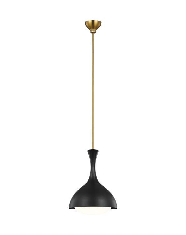 Lucerne 9'' Midnight Black and Burnished Brass Globe Pendant
