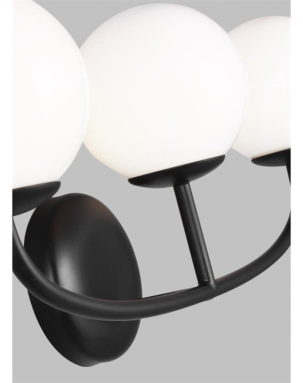 Midnight Black 3-Light Vanity with Milk White Glass Shades