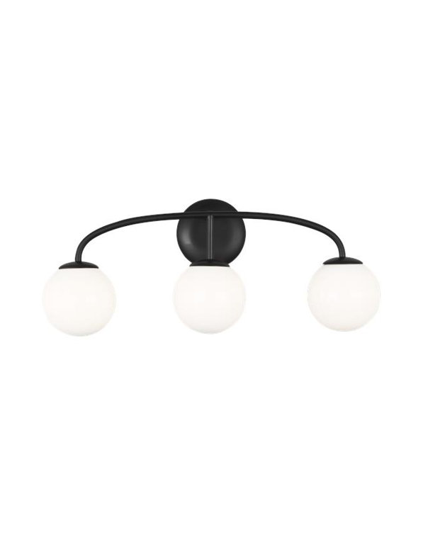 Midnight Black 3-Light Vanity with Milk White Glass Shades