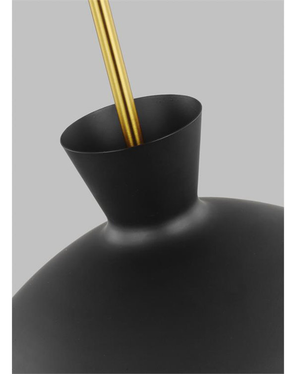 Lucerne 15'' Midnight Black and Brass Globe Pendant Light