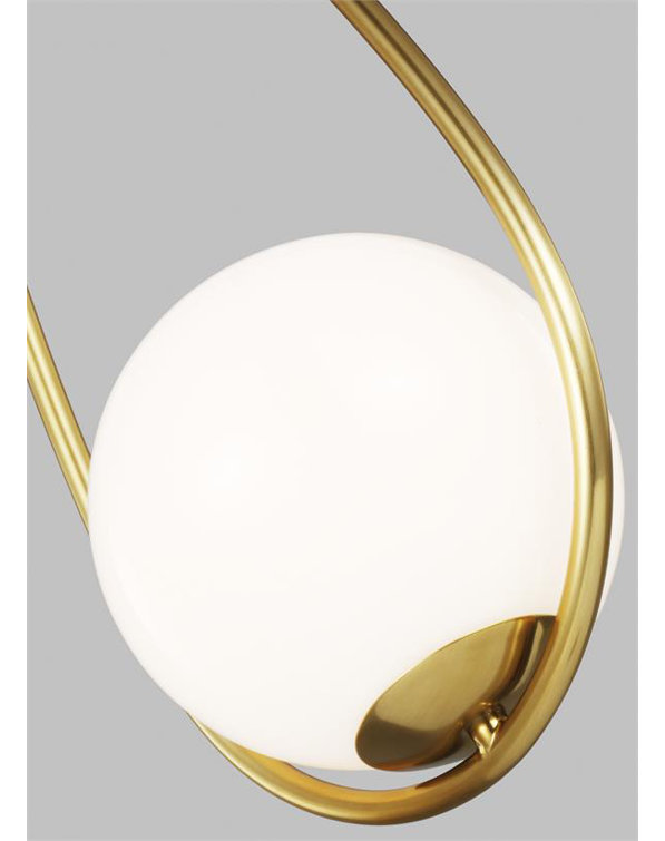Burnished Brass 9.5" Teardrop Pendant Light with Glass Globe