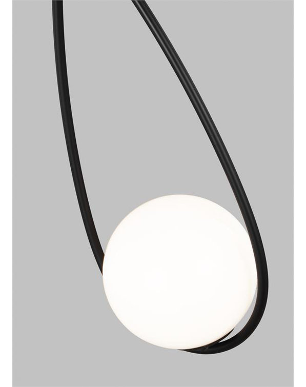 Midnight Black and White Glass Globe Pendant Light