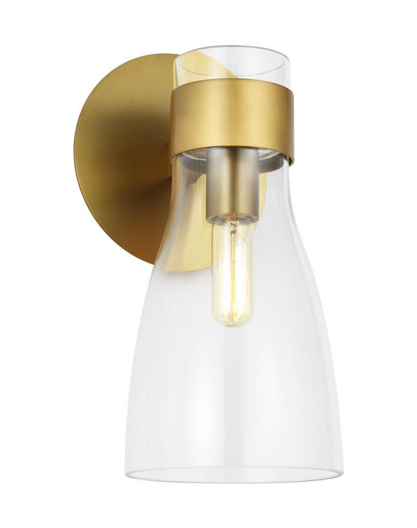 Burnished Brass Clear Glass Wall Sconce Light