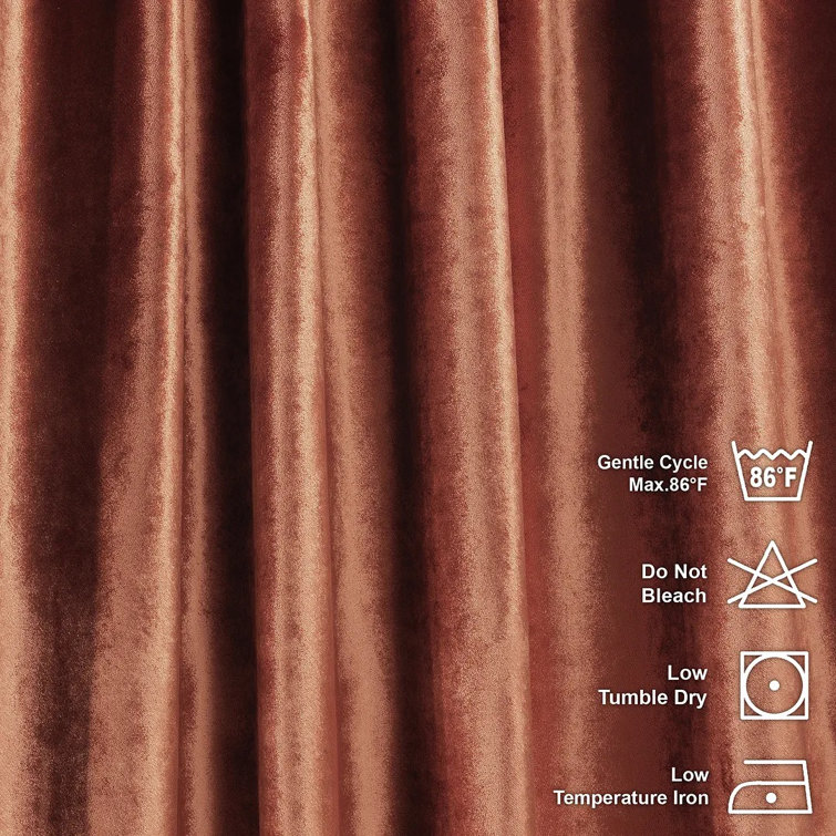 Burnt Orange Velvet Room-Darkening Single Curtain Panel