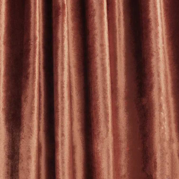 Burnt Orange Velvet Room-Darkening Single Curtain Panel