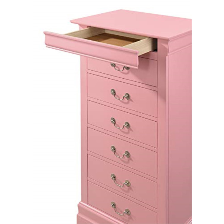 Pink 7-Drawer Vertical Lingerie Chest with Dovetail Drawers