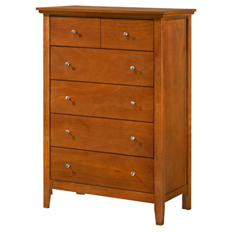 Elegant Oak 5-Drawer Chest with Dovetailed Drawers