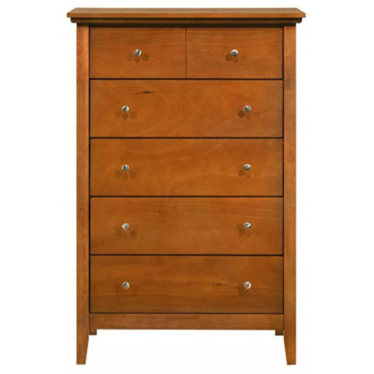 Elegant Oak 5-Drawer Chest with Dovetailed Drawers