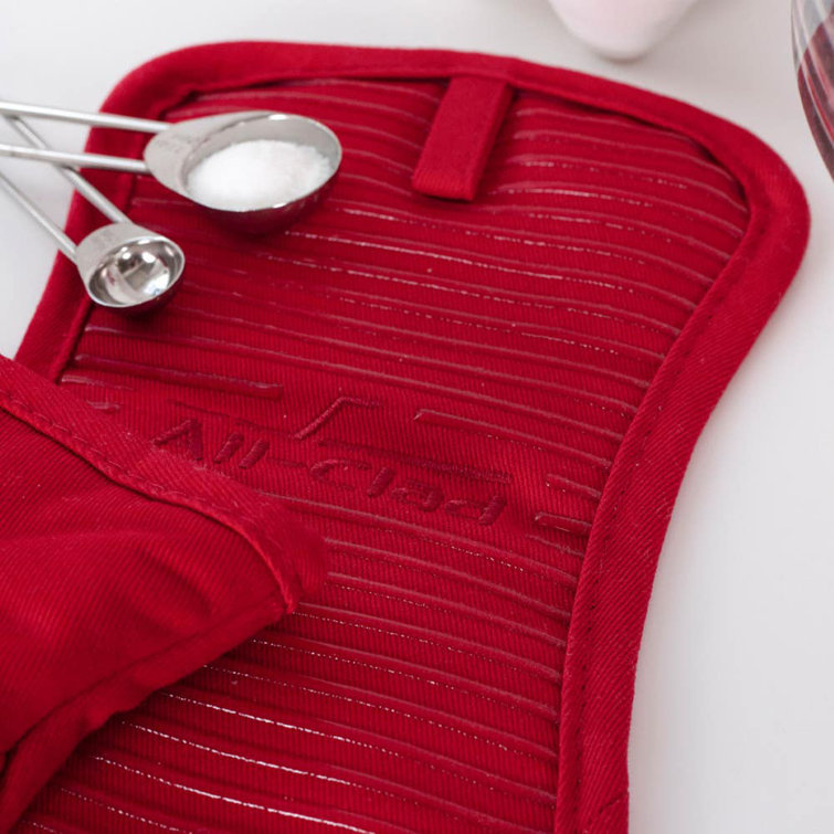 Chili Red Silicone Cotton Twill Pot Holder Set